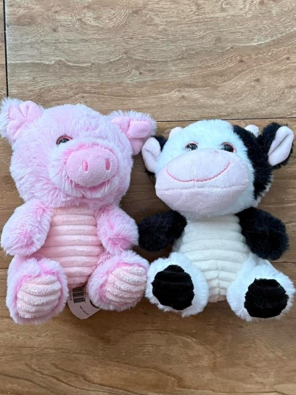 Plush Pig and Cow Duo Soft Stuffed Animal Set - Pink and Black/White
